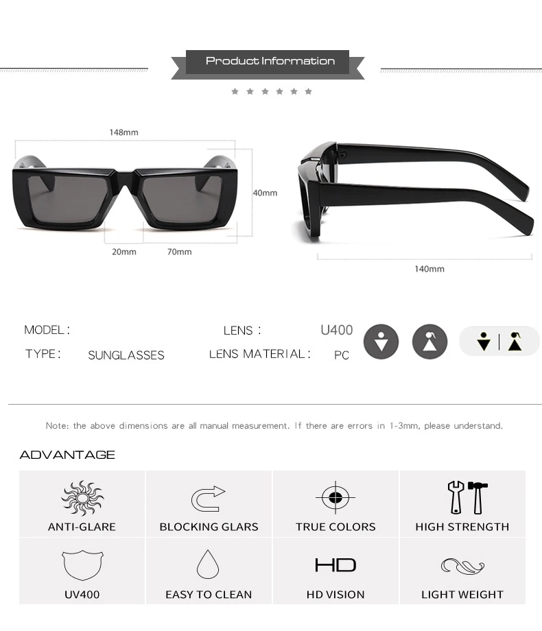 OEC CPO Vintage Rechteck Sonnenbrille Frauen Punk Kleine Rahmen Sonnenbrille MenTrends Quadratische Gläser UV400 Shades Mode Brillen – Detail 4