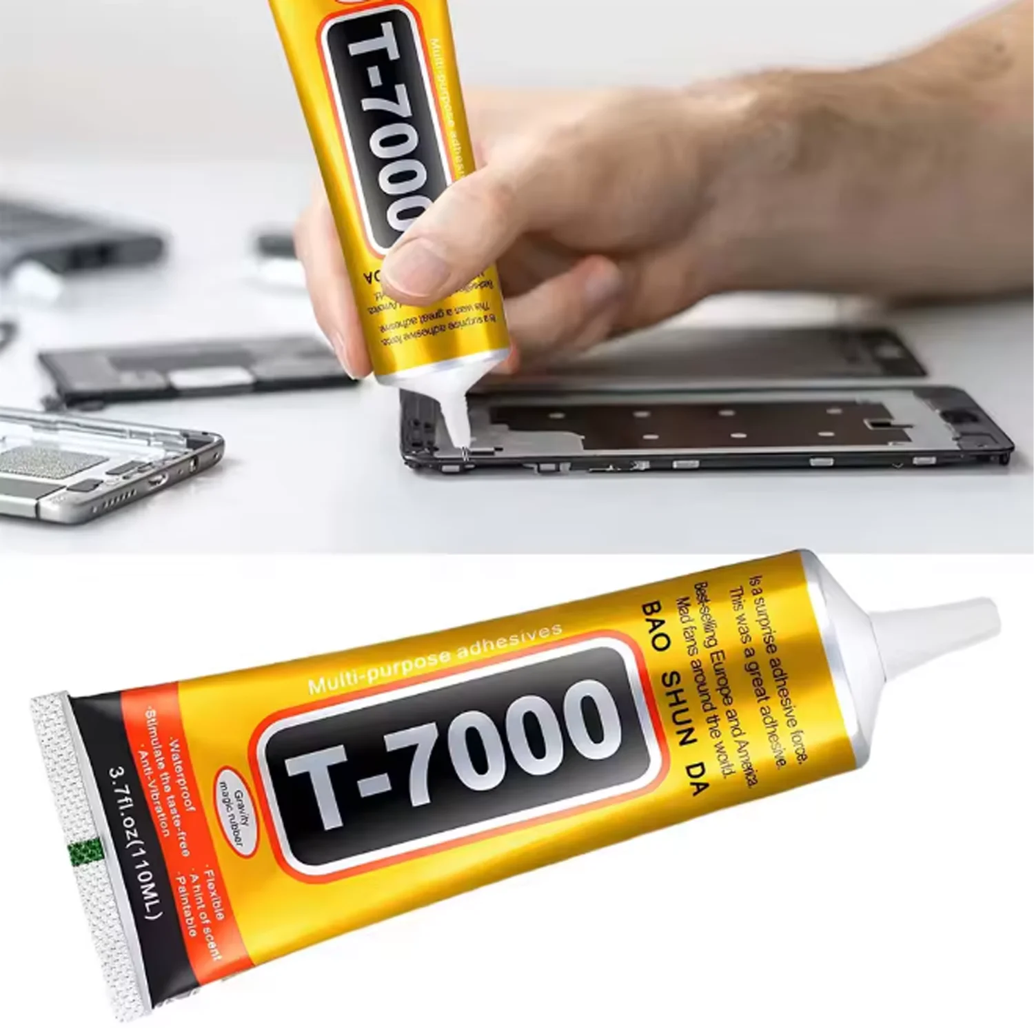 cola-transparente-t7000-2-pecas-de-cola-superadesiva-multiuso-para-reparo-de-telas-de-celular-joias-couro-tecidos-e-artesanato