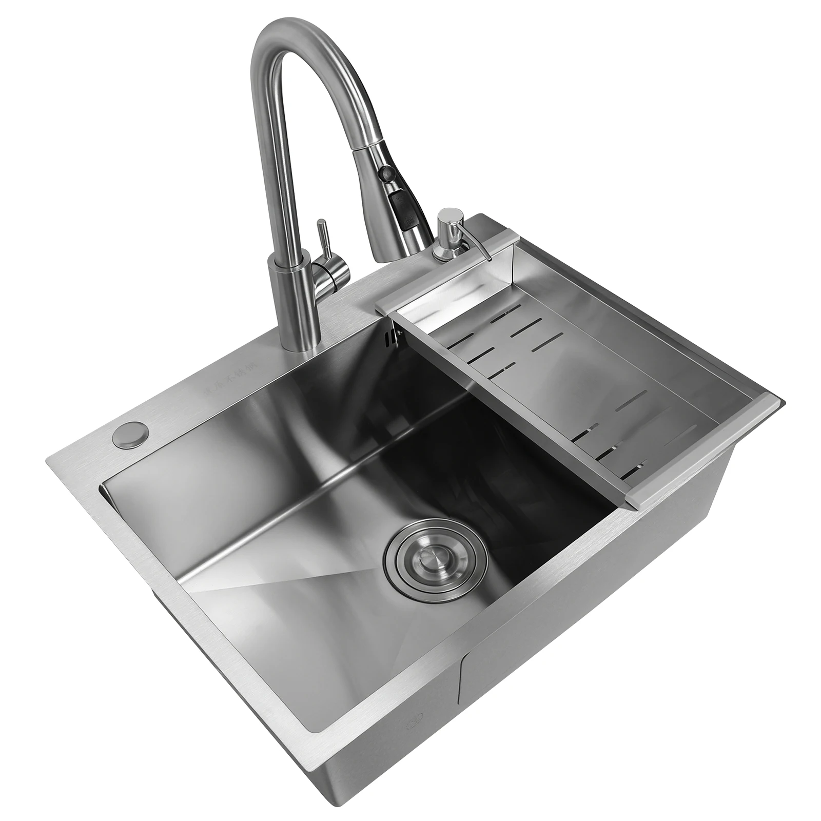 

Kitchen Sink with Faucet and Multiple Accessories Single Bowl Kitchen Sink Multifunctional Sink for Workstation and Prep Kitchen