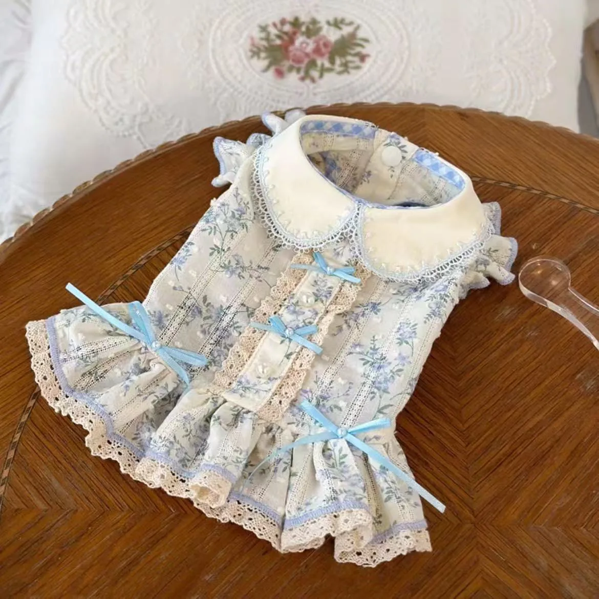 

Pet Autumn/Winter Floral Bow Skirt Teddy Dog Cat Pet Tank Top Dog Dresses for Small Dogs Puppy Clothes Christmas Clothes