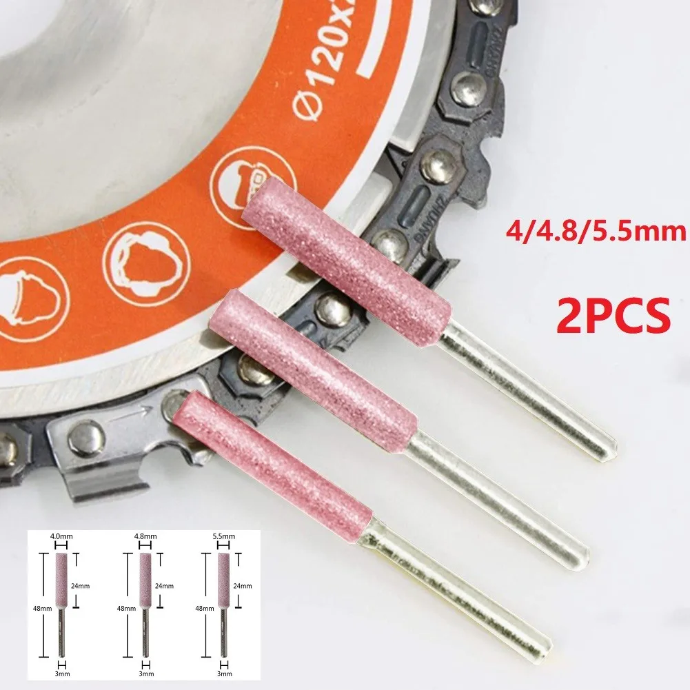 2 шт., точилка для бензопилы, заусенцы, хвостовик 3 мм, 4/4,8/5,5 мм, шлифовальная машина, цепная пила, дрель для резьбы, шлифовальные инструменты, аксессуары для электроинструментов