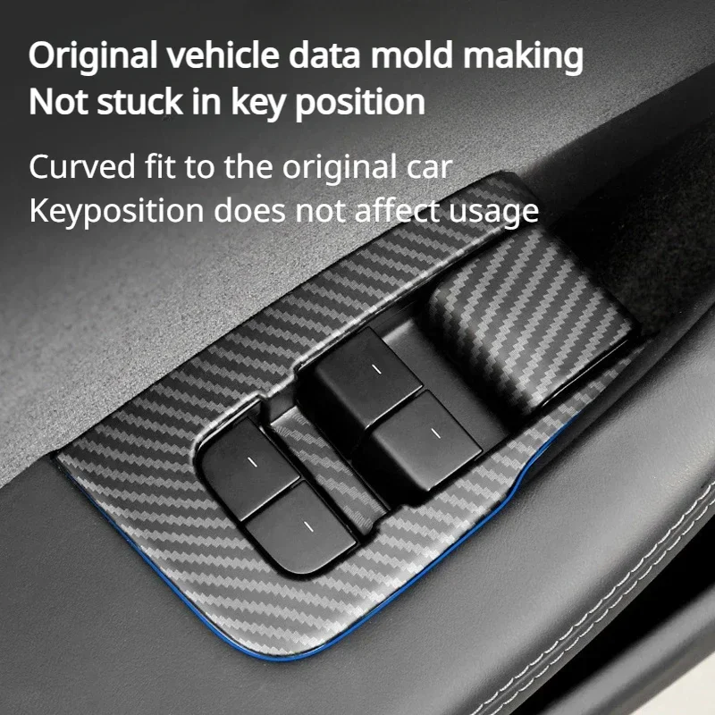 Voor Tesla Model 3 + Raam Lifter Schakelaar Knoppen Auto Deur Open Handgreep Cover Sticker Lhd Nieuw Model 3 Highland 2024 Auto-Accessoires