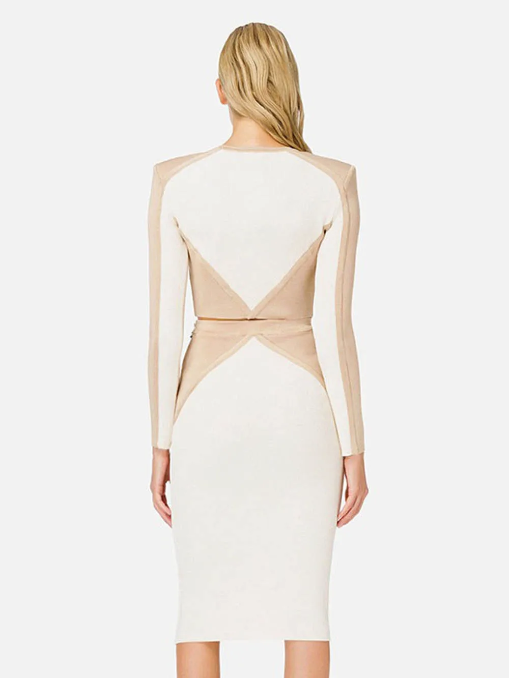 Slim fit party bandage suit elegant set long sleeved dress slim fit fashionable clothing set spring club outfit