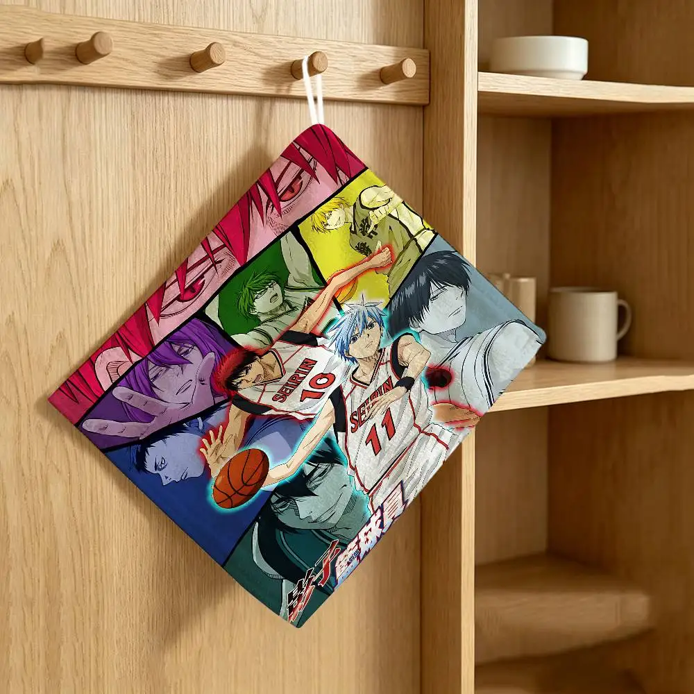 Kuroko No Basket  Polyester Cotton Hanging Kitchen Towel, Skin Friendly Hand Wiping Towel for Hotel Cafe Household
