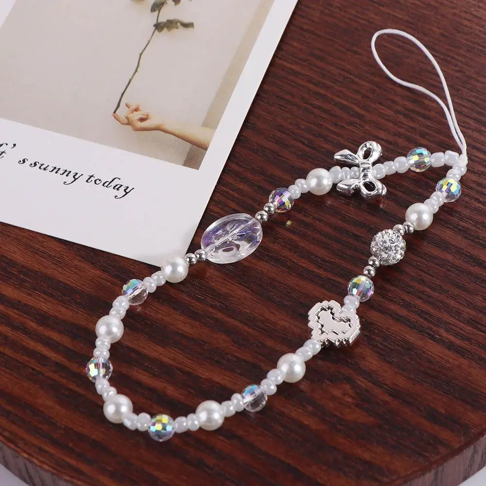 

Resin Heart Mobile Phone Chain Anti-lost Bag Charms Bow Phone Case Pendant Beaded Ins Style Y2K Mobile Phone Charms DIY Decor