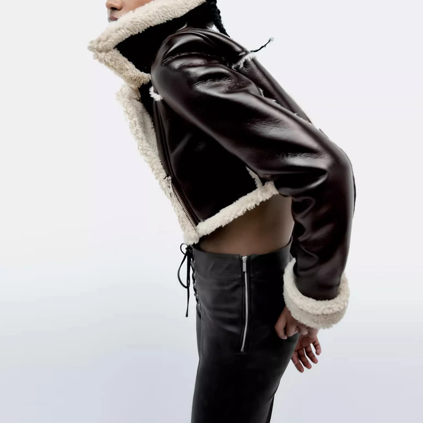 Z المرأة Faion ort Jaet 2025 ربيع طويل Sve متعدد الألوان ملابس خارجية الوقوف صالح السيدات سستة إغلاق معطف #3