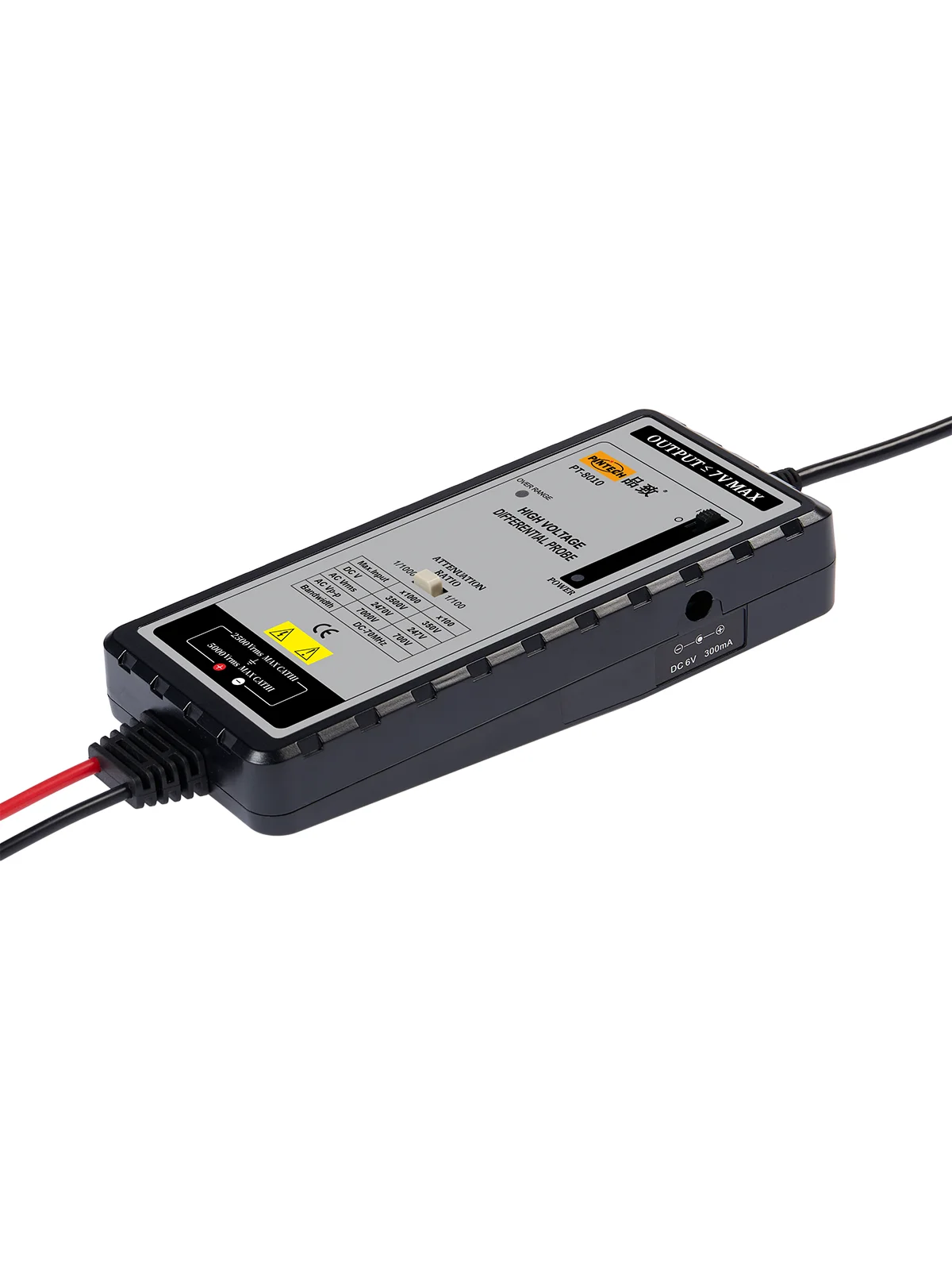PINTECH PT-8010 Oscilloscope Differential Probe 7000V, 70MHz, 100X/1000X Attenuation Rate Oscilloscope Probe with BNC Interface