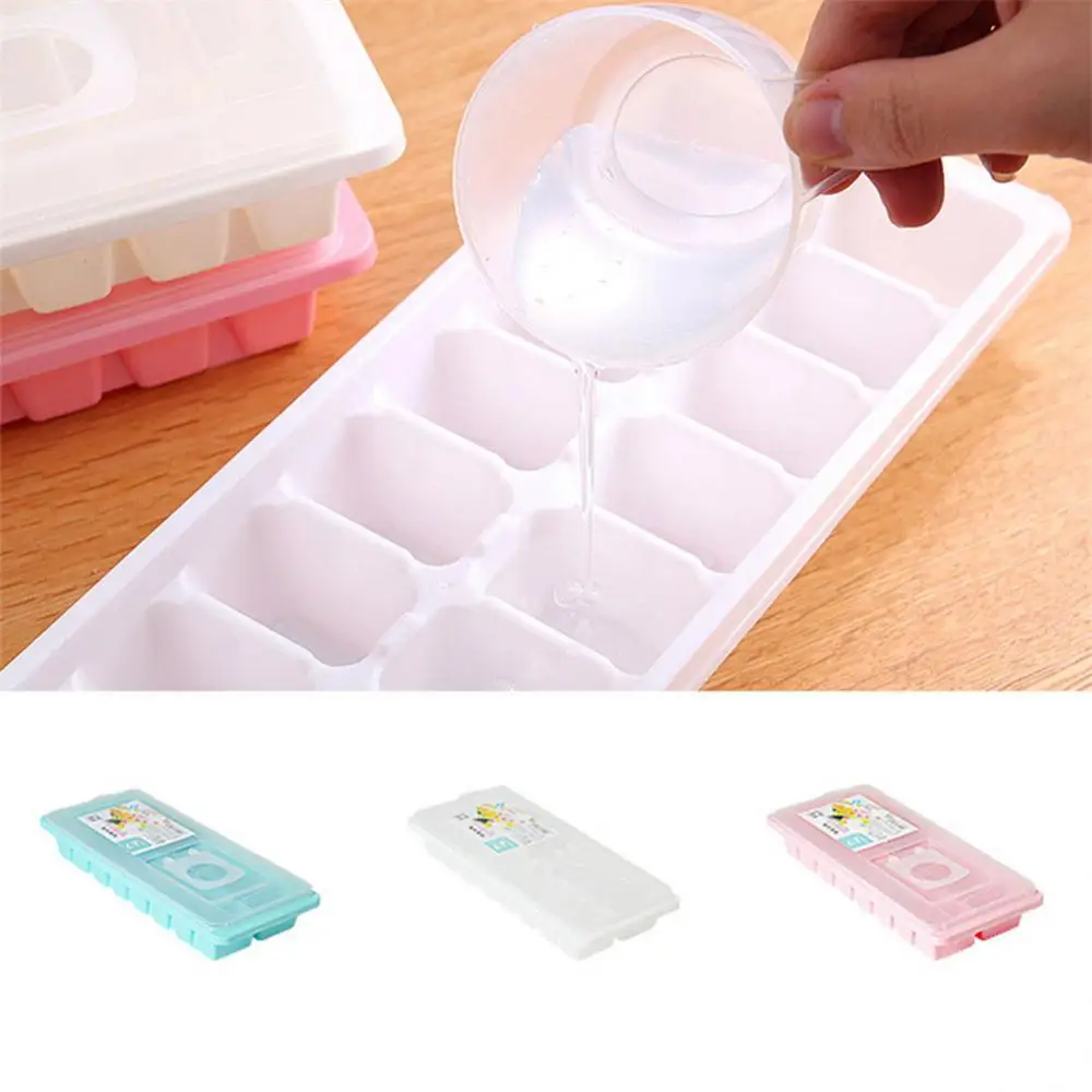 16-grid Tray Food Grade Silicone Ice Mould Kitchen Tool Silicone Maker With Lid Soft Bottom Silicone Mold