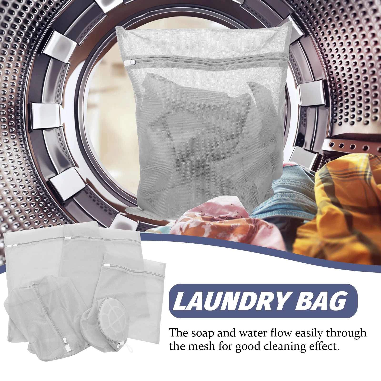

5pcs Mesh Laundry With Zipper Washing Machine Bags For Underwear Socks Delicates Lightweight Polyester Travel Camping