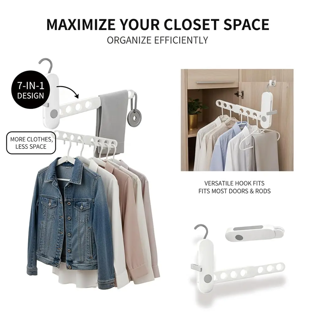 

Outdoor Travel Portable Folding Clothes Hanger Portable Seven Hole Clothes Hanger Business Trip Hotel Clothes Hanger Divine Tool