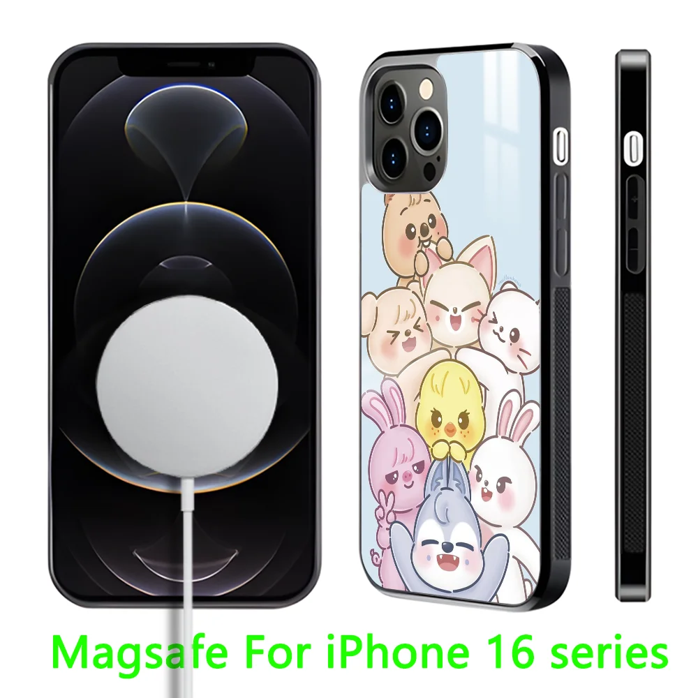 S-stRaYs Cartoon Cute kids Phone Case For iPhone 16 15 14 13 12 11 Pro Max Plus Mini Magnetic Magsafe Wireless Charging Cover