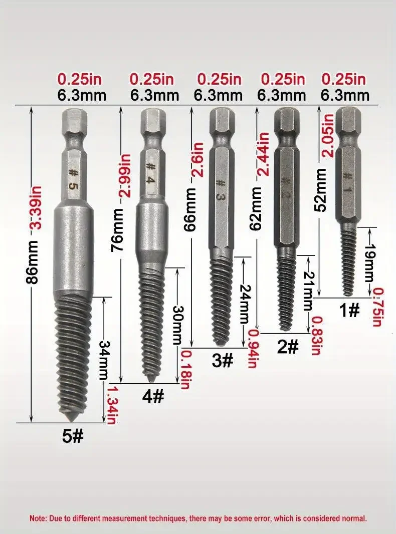 10-teiliges Schraubenausdreher-Set mit gebrochenem Kopf und Sechskantschaft, gebrochener Kopf, Schraubendreher zum Ausziehen von elektrischen Bohrwerkzeugen – Detail 8