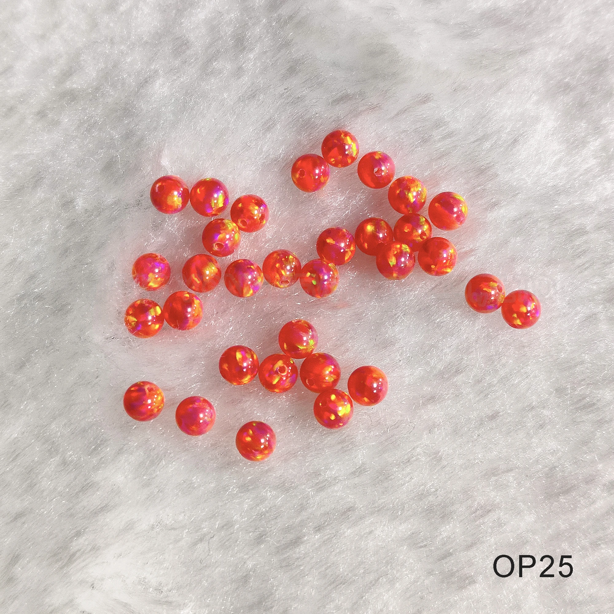 20/50pcs Mexican Fire Opal Beads for Jewelry Making 2mm--8mm Synthetic Orange Beads with Hole