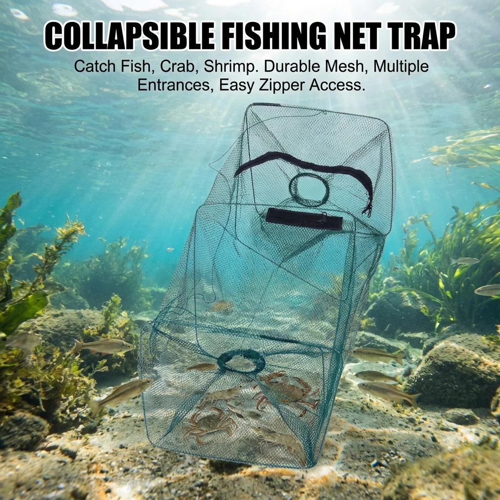 Nasa plegable para camarones – Trampa de pesca con dos entradas - imagen 4