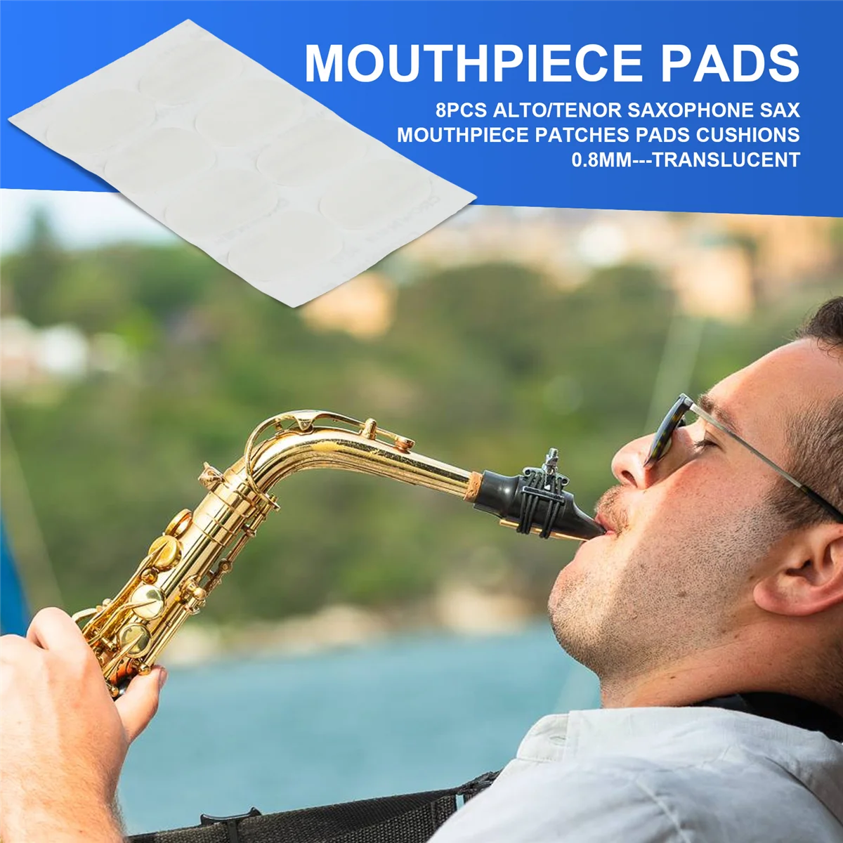 TCE 8개 알토/테너 색소폰 색소폰 마우스피스 패치 패드 쿠션 0.8mm---반투명