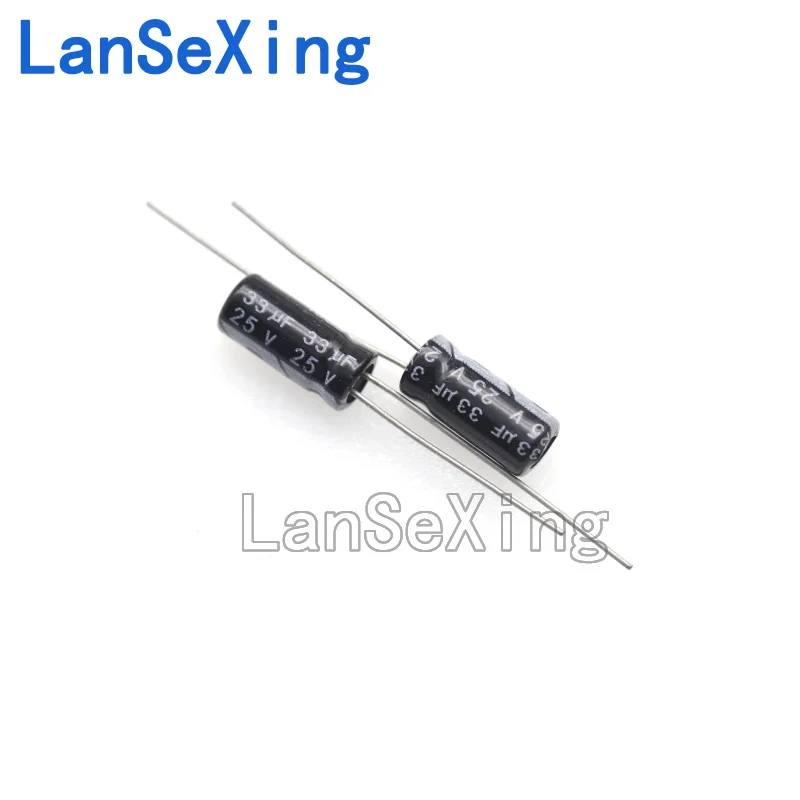25v33uF aluminum electrolytic capacitor, volume 5 * 11, electronic components, inline aluminum capacitor, 25v, 33 microf