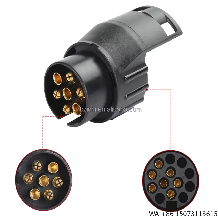 

13-контактный переходник с круглым на 7-контактный адаптер для прицепа, водонепроницаемый электрический разъем 12 В, преобразователь