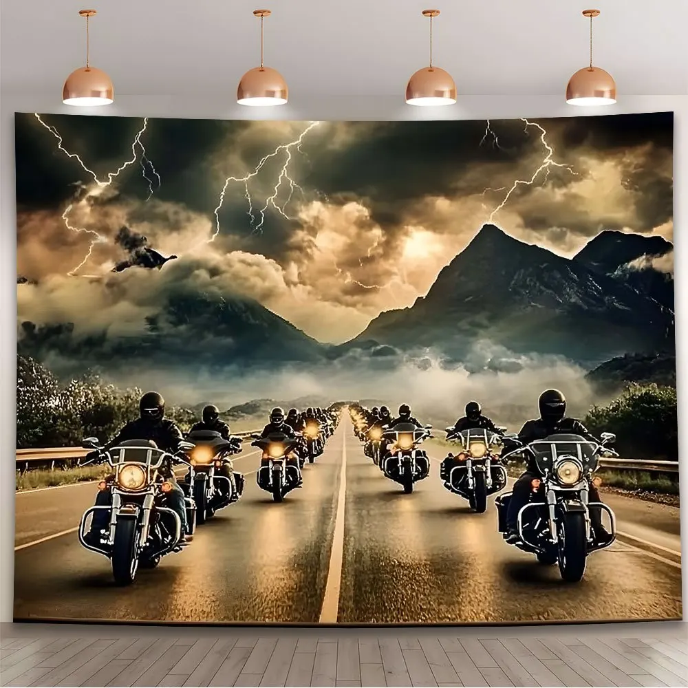 Image of Leinwand-Kunststoffhintergrund mit Motorradteam-Motiv, geeignet für Wohnzimmer, Schlafzimmer, Büro – geeignet für Geburtstage