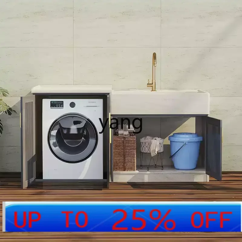 

CX outdoor integrated balcony laundry basin with rubbing board courtyard household marble washing machine cabinet