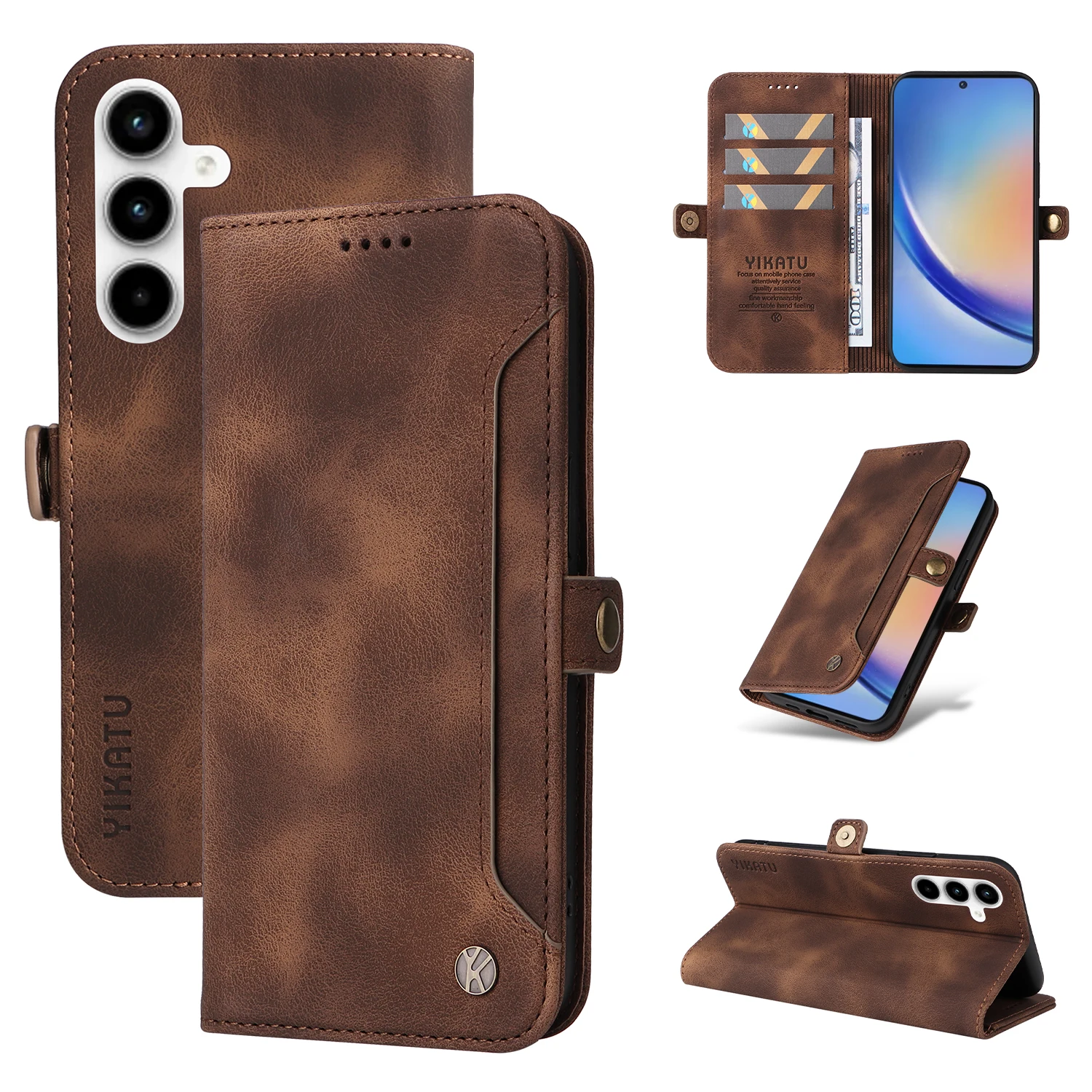 

Luxury Leather Wallet Phone Cover for Samsung Galaxy A55 5G/A73 5G/A35 5G/A25/A23 5G Business Credit Card Slot Silicone Cases