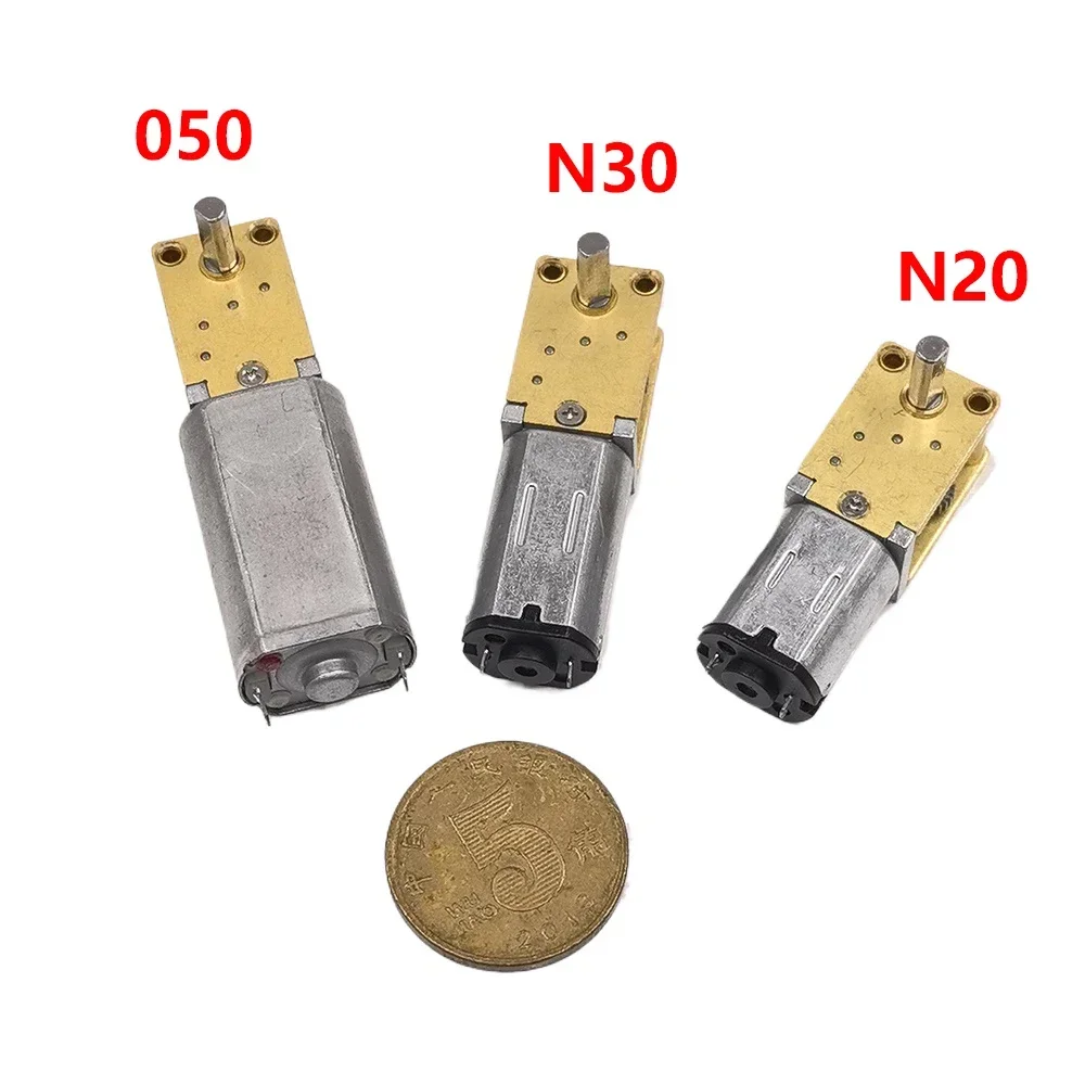 Micro 050 N30 N20 Worm Gear Motor DC3V-12V 6V 9V 4-762rpm Slow Speed  All Metal Gearbox Engine Right Angle Output Shaft