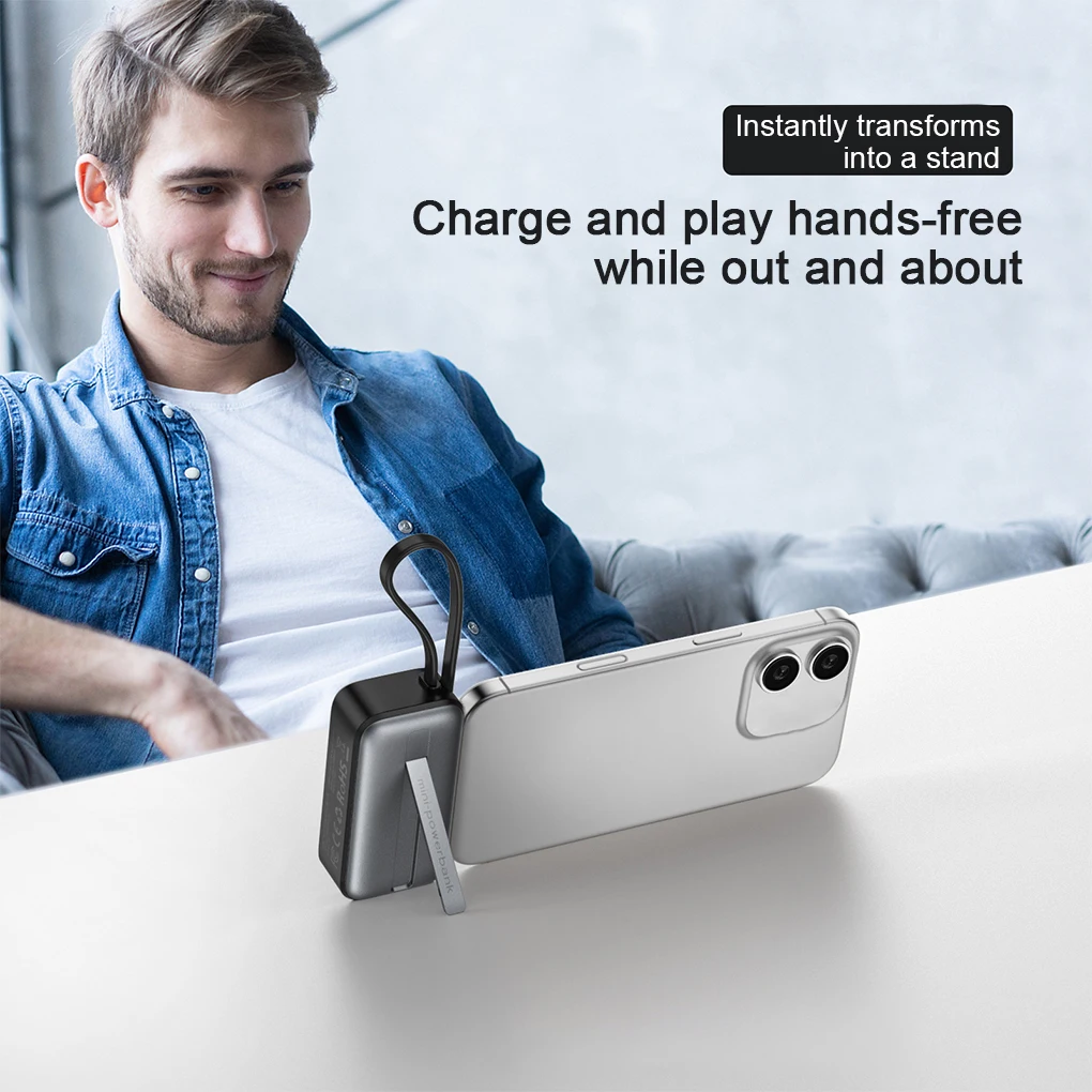 

Мини-Power Bank, беспроводная зарядка, освещение 3 в 1, портативное зарядное устройство Type-C, внешний аккумулятор для наушников Iphone Xiaomi Watch