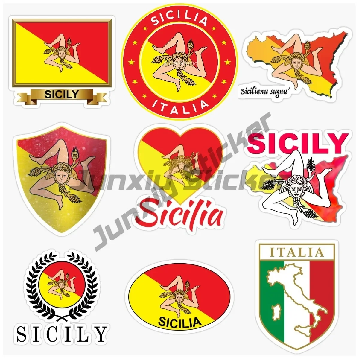 Sizilien-Insel-Aufkleber, Persönlichkeitsaufkleber, Vinyl-Aufkleber, wasserdichter Autoaufkleber für Motorrad, Laptop, selbstklebende Aufkleber