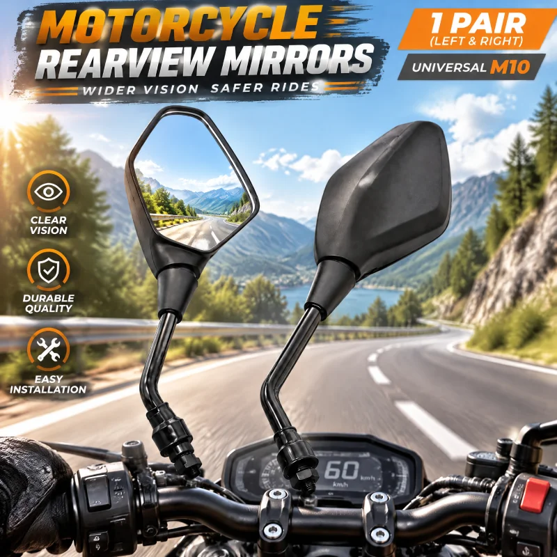 Universal For M10 Motorcycle Special Shaped Rearview Mirror Wide Field of View Moto Parts For Suzuki GSR 600 750 SV400 SV650