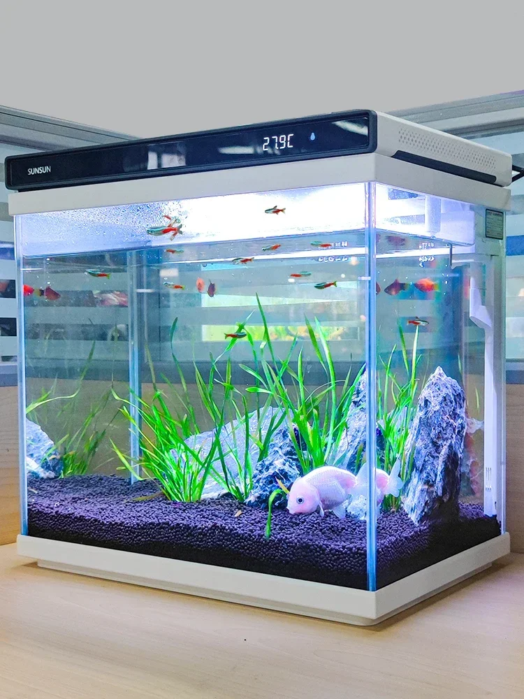 

Sensen ultra-white glass small fish tank can be oxygenated living room small desktop home aquarium free of installation goldfis