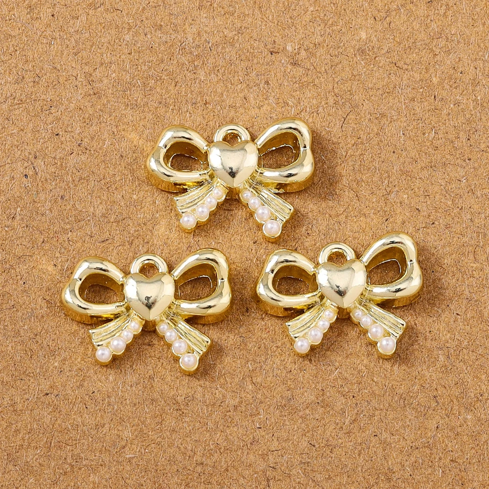 5 قطع جميلة سبائك اللؤلؤ Bowknot سحر المعلقات لصنع المجوهرات الأقراط قلادة سوار ذاتي الصنع اكسسوارات الإمدادات #4