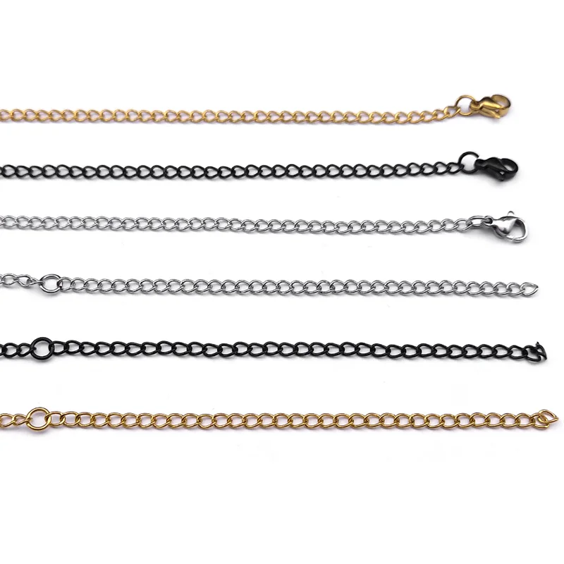 Edelstahl-Schwanzkette für Halskette, Armband, Verlängerung, Gold, Silber, Schwarz, DIY-Schmuck für Damen und Herren, Zubehör – Detail 10