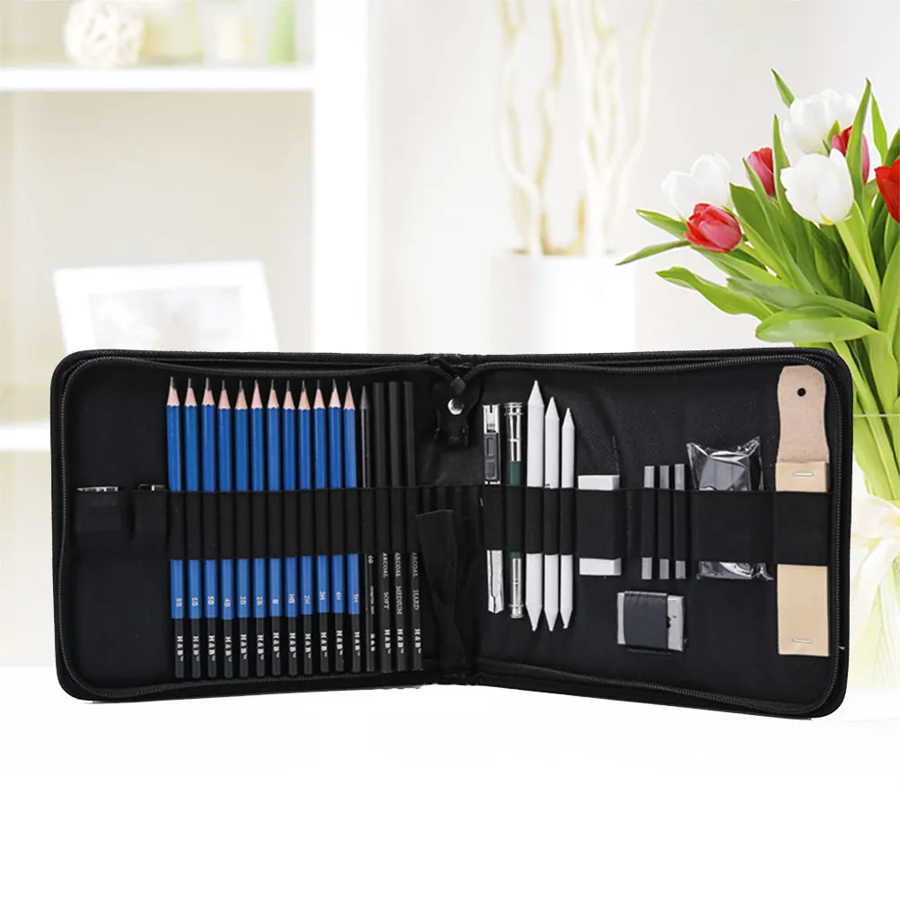 

32Pcs Drawing Pencil Set Professional Sketch Suit Portable Carry Case Art Painting Stationery Supplies Sketch Suit