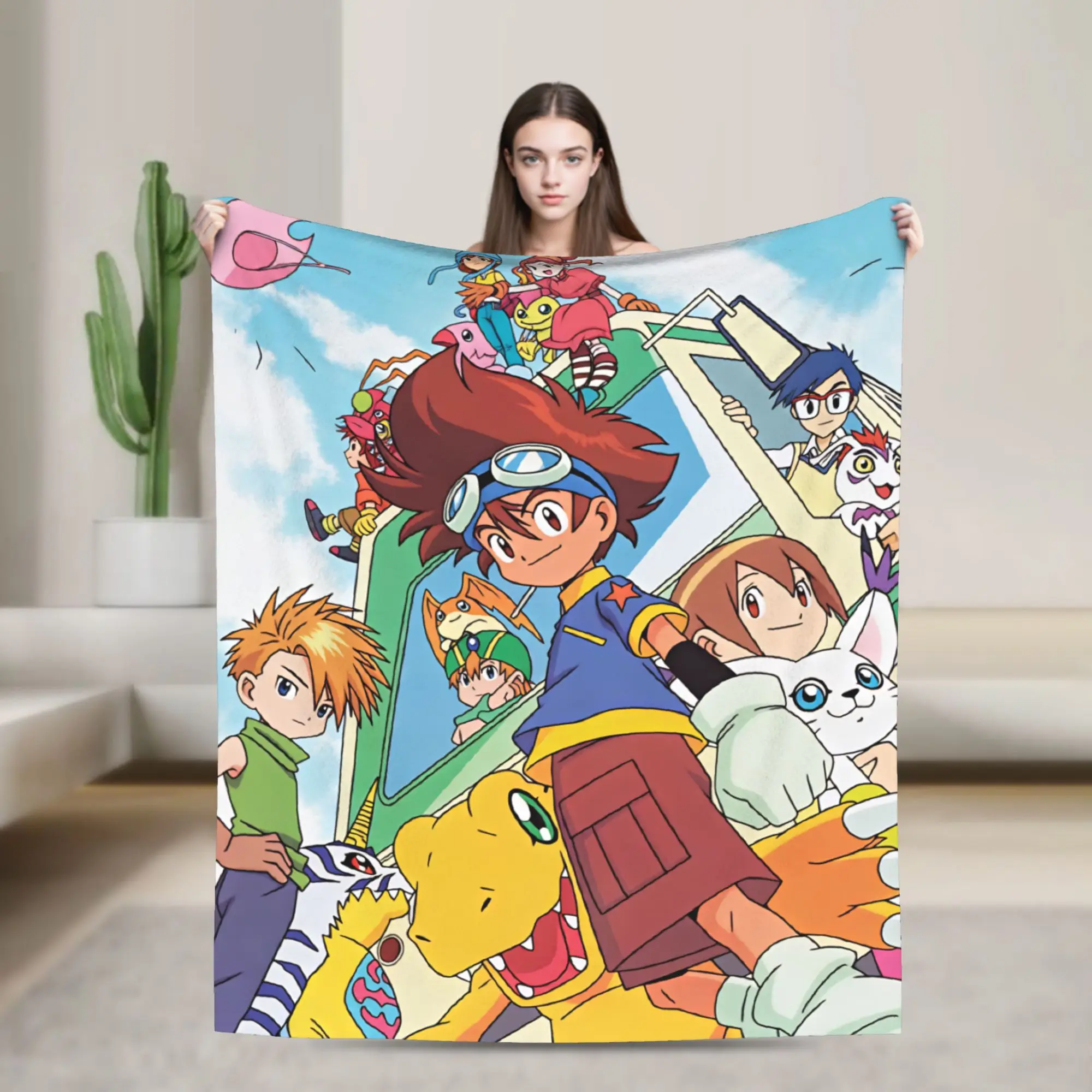 Digimon Adventure Blankets  Soft Novelty Plush Bedding Throws For Bedroom Travel Flannel Bedspread Bed Cover
