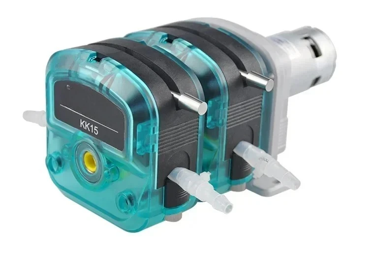 24V High Flow Double Head Peristaltic Pump Stepper Motor Gear Self-priming Pump Liquid Transfer Metering Pump