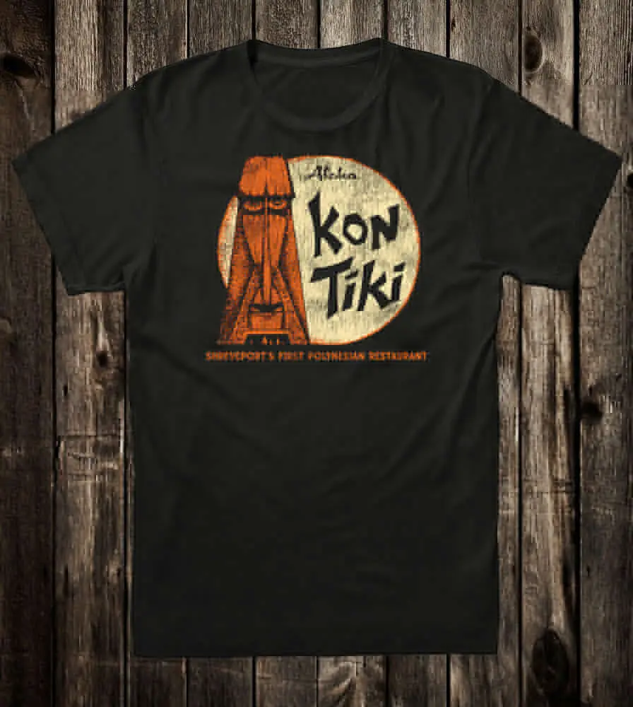 Retro Tiki Art Tee T Shirt Cotton Bar Mug Restaurant Kon Tiki Shreveport LA  High Quality 100%Cotton Short Sleeve