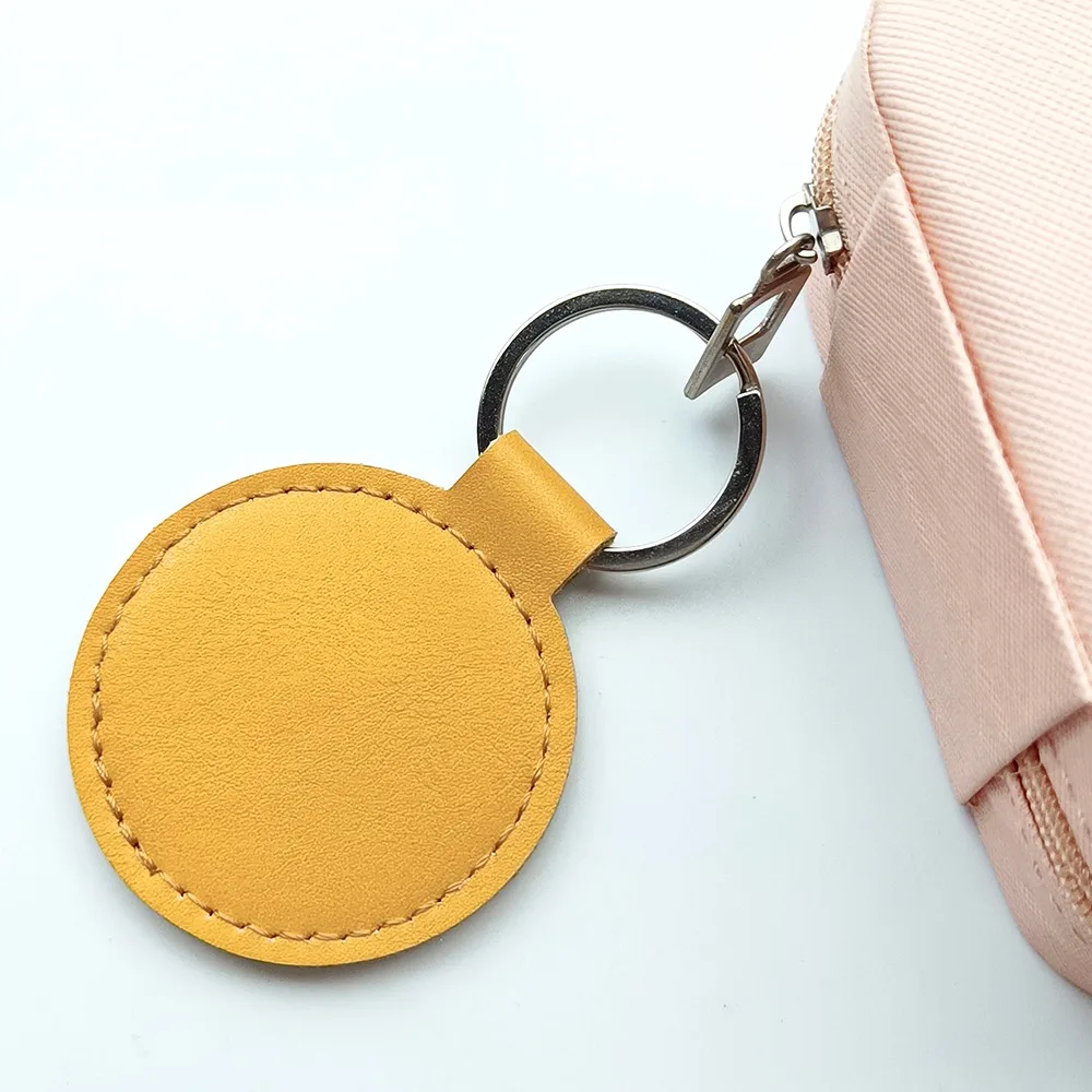 Modischer Runder Leder-Anhänger Logo Geschäftsgeschenk Rindsleder-Schlüsselanhänger PU-Schlüsselkette Leder-Autoschlüsselanhänger Geschenk – Detail 3