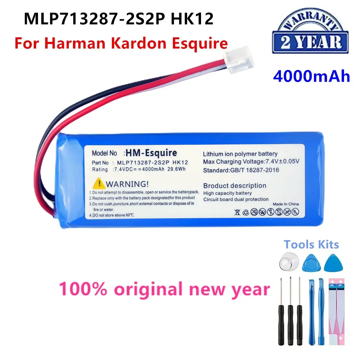 Original MLP713287-2S2P HK12  4000mAh For JBL Harman Kardon Esquire  Speaker Replacement Battery +Tools.