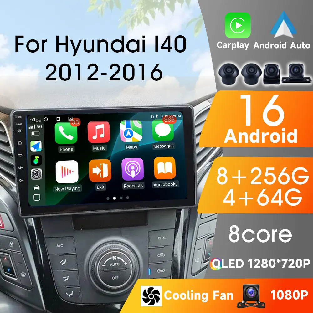 

Carplay Android Auto Wireless For Hyundai I40 2012-2016 Autoradio Car Radio 8Core WIFI 4G Car Video Stereo Multimedia Automotive