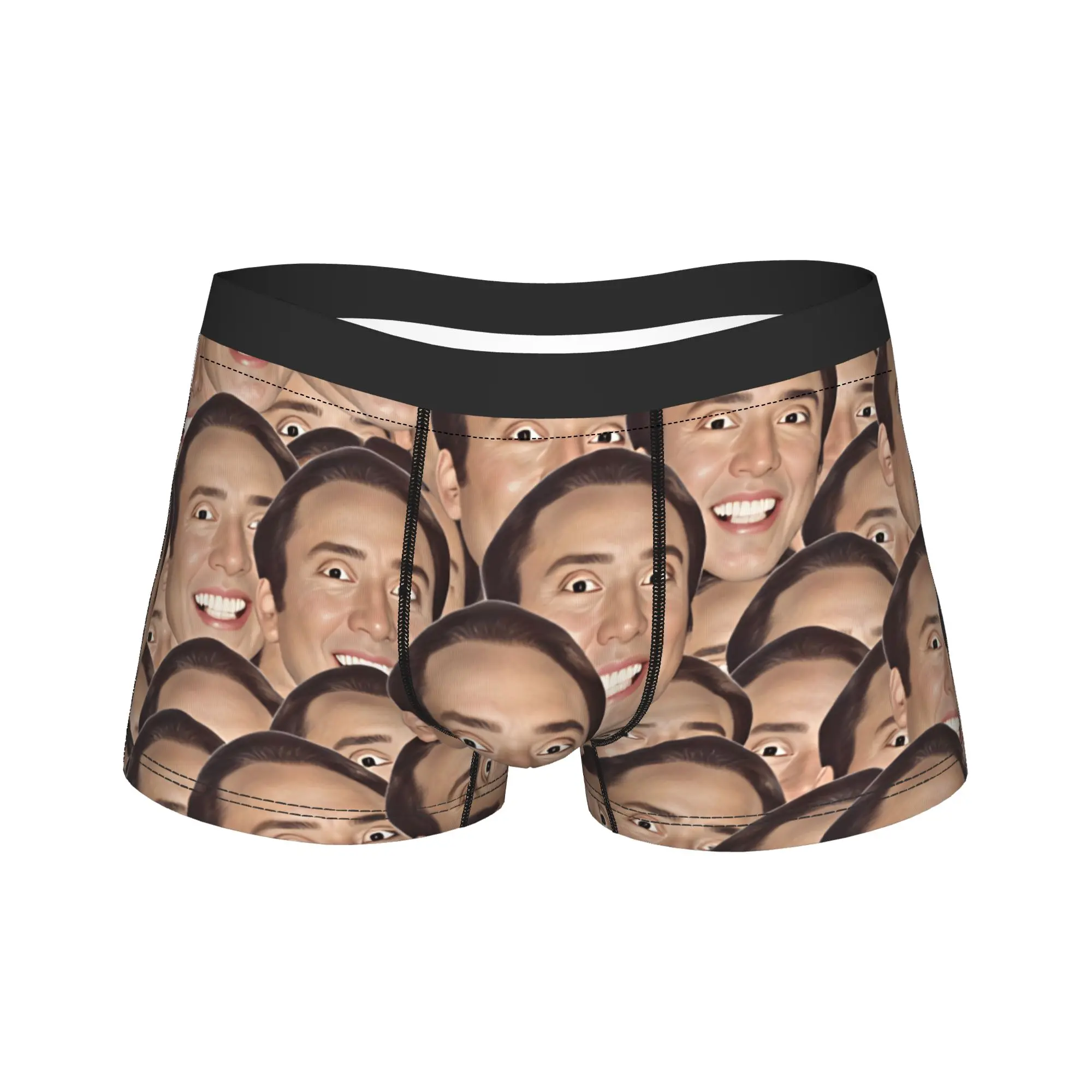 Nicolas Cage Smiling Faces Pattern Meme Underwear  Males Shorts Briefs Comfortable Trunk Trenky Custom DIY Plus Size Underpants