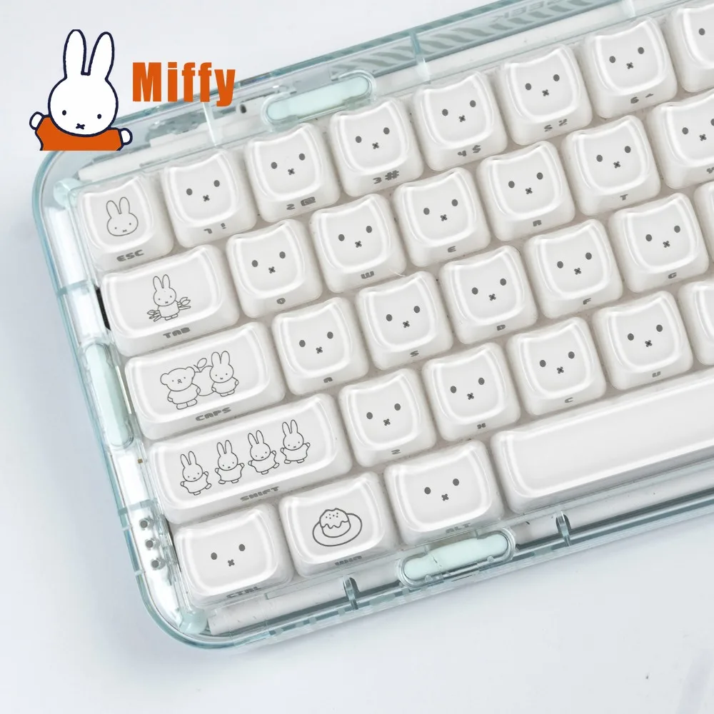 Kawaii Miffy Keycaps Cute Rabbit Key Caps Mechanical Keyboard Suitable Cross Axis MAO Profile Gaming Office PC Gamer Gift