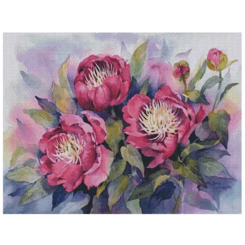 

Peony Flower Patterns Counted Cross Stitch Set Handmade 11CT 14CT 16CT 18CT Flower Cross Stitch Kit Embroidery Needlework Gifts