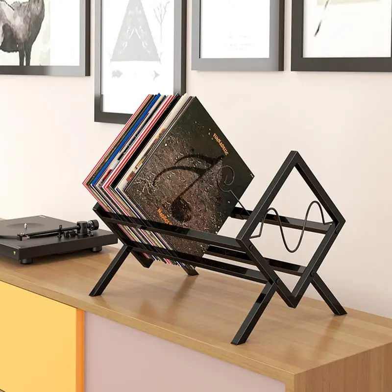 

Metal Vinyl Record Holder Album Display Rack LP Albums Storage Rack Record Storage Holder Newspaper Holder File Storage Props