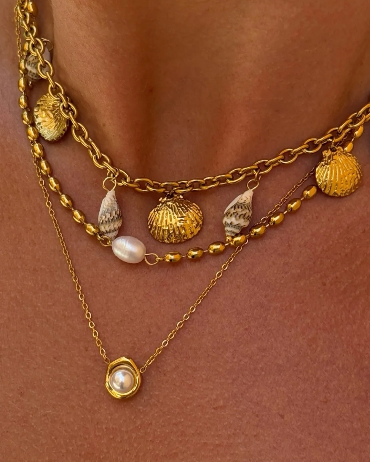 

AIKOER Hypoallergenic Pearl Chic Exquisite Necklace Thin Chain Stainless Steel Minimalist Charm Collar Jewelry Women Summer 2025