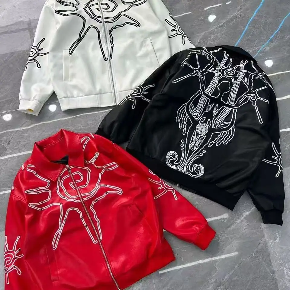 

Heavy High-quality Motorcycle PU Leather Jackets Street Windproof Winter Jacket Men European and American Baseball Suit Coats