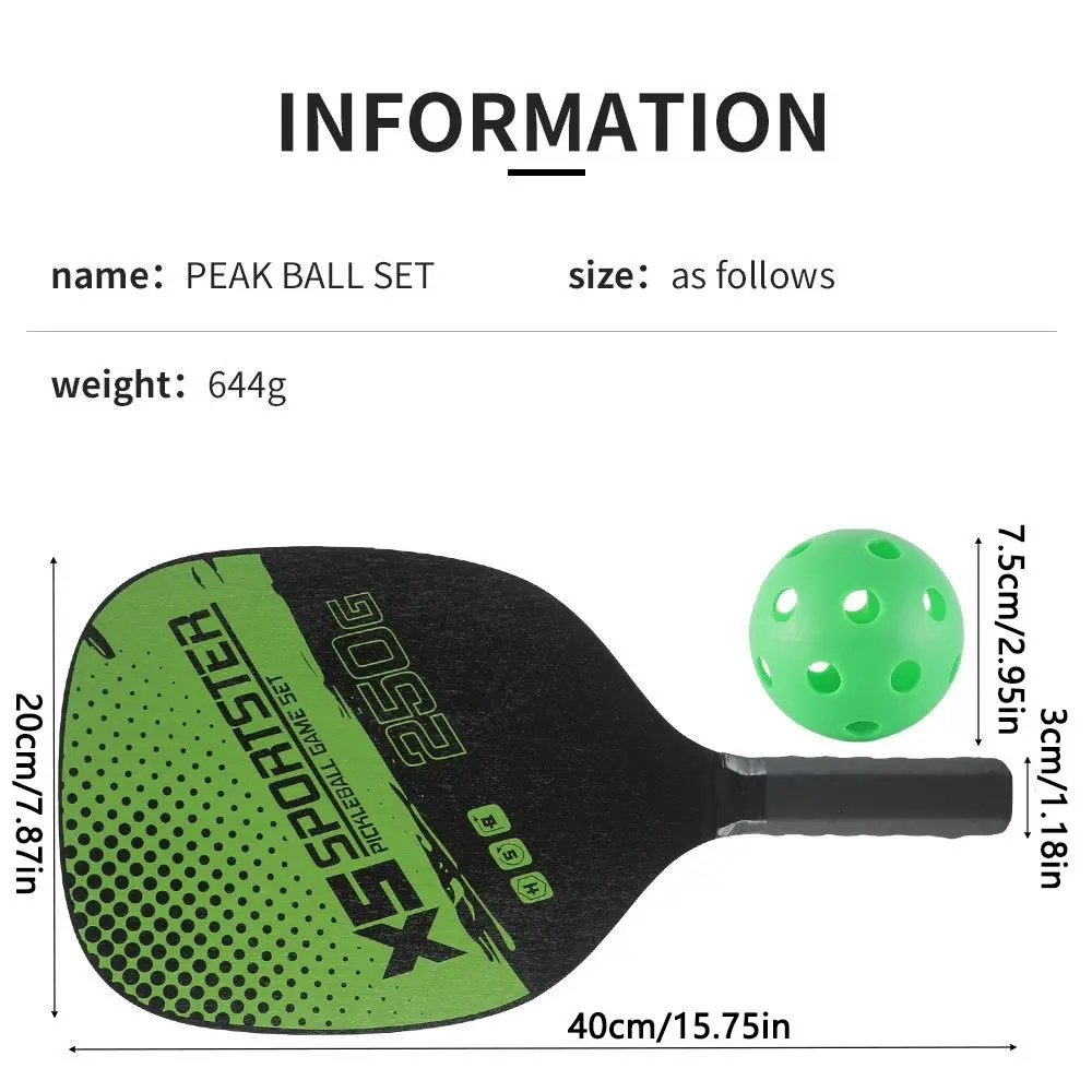 2 ชิ้น/เซ็ตไม้ Pickleball แร็กเก็ตสีเขียว 4pcs Pickleball ลูก Pickleball Paddle ชุดพร้อมกระเป๋าเริ่มต้น Pickleball เกมชุด