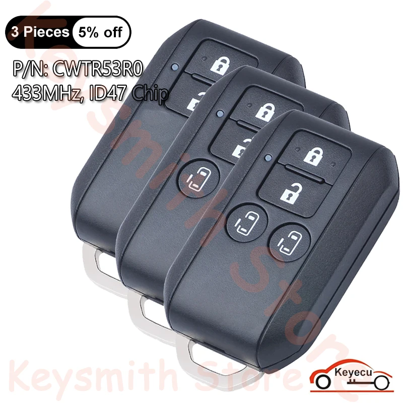 KEYECU 2 3 4 Buttons 433MHz FSK ID47 Chip for Suzuki Ertiga 2018 2019 2020 Vitara Swift Auto Smart Remote Key Fob CWTR53R0