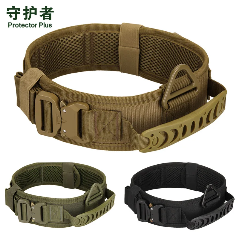 

Tactical Dog Collar Double Iron Buckle Nylon Pet Outdoor Dog Traction Rope Training Tactical Dog Belt