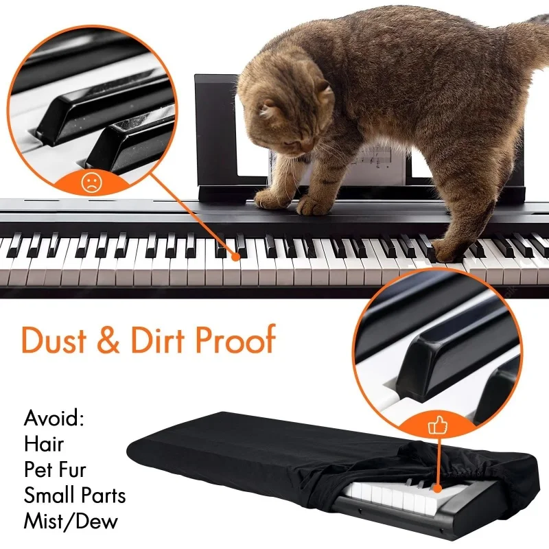 61/88 Keys Piano Keyboard Dust Cover With Elastic & Cord Lock Digital Electronic Piano Cover Breathable Heat Radiation Dustproof