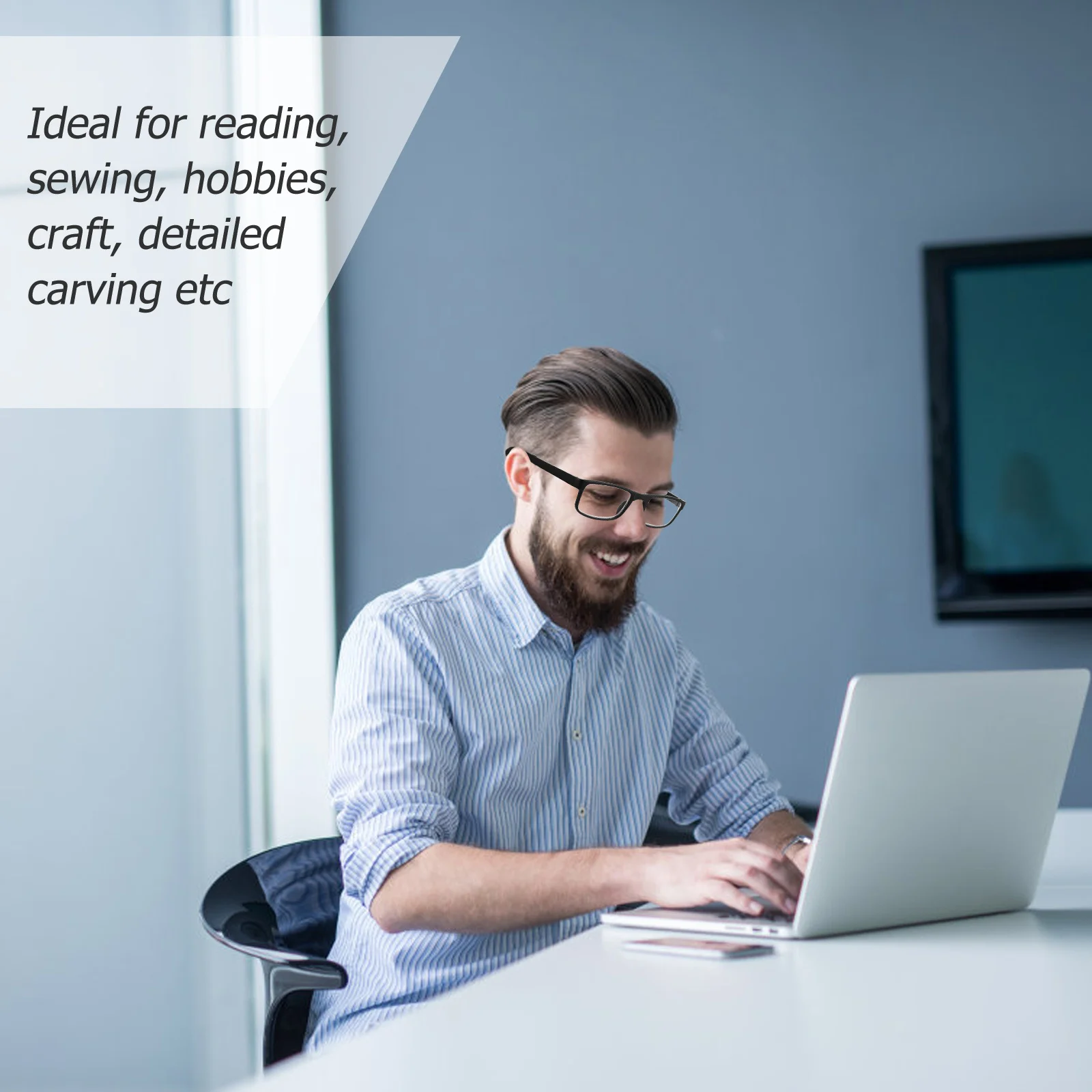 

Folding Reading Glasses Black Portable Unisex Durable Compact Case Lightweight Comfortable for Sewing Reading Carving