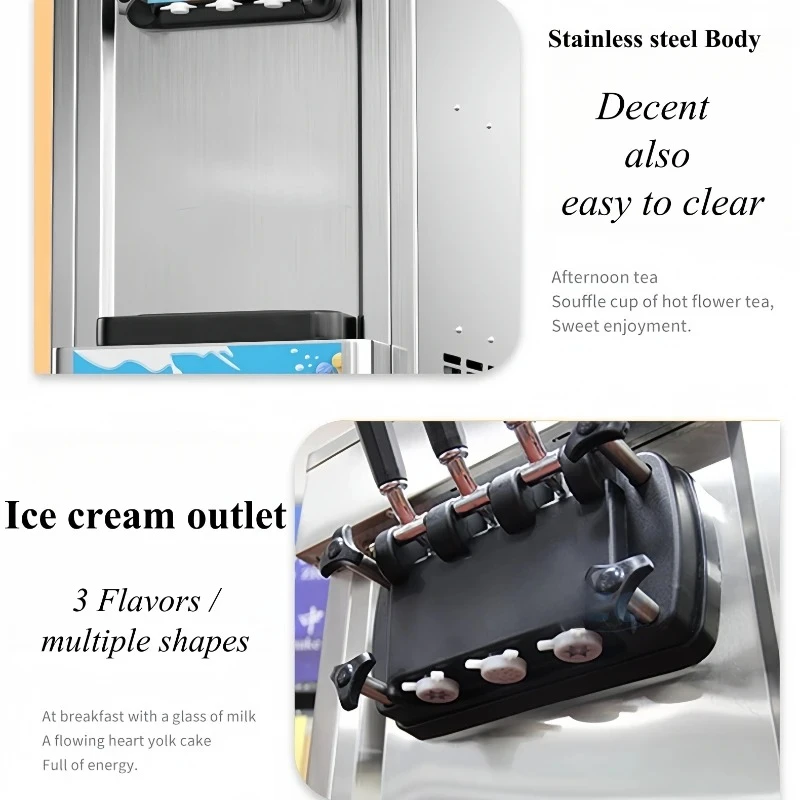 Automatic vertical ice cream machine 13L commercial, three flavors, output 22-27 liters/hour, each cooling